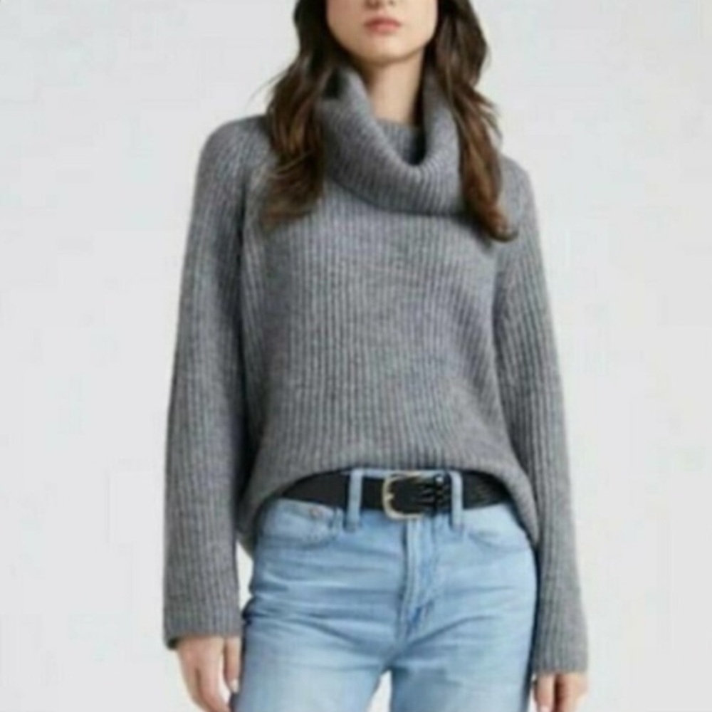 Point Sur J.Crew Soft Ribbed Turtleneck Sweater | Gray | M